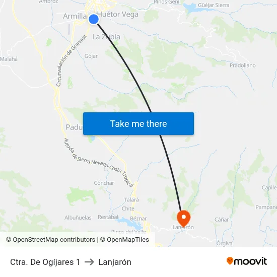 Ctra. De Ogíjares 1 to Lanjarón map
