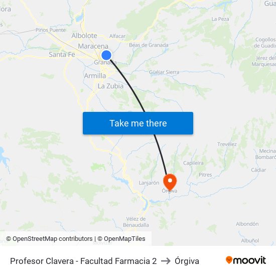 Profesor Clavera - Facultad Farmacia 2 to Órgiva map