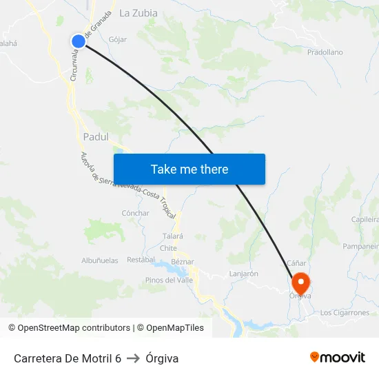 Carretera De Motril 6 to Órgiva map