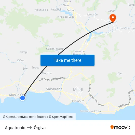 Aquatropic to Órgiva map