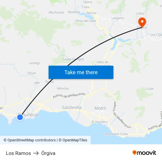 Los Ramos to Órgiva map