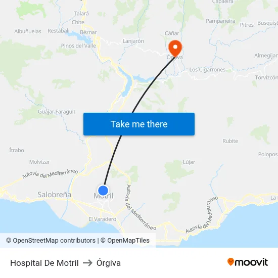Hospital De Motril to Órgiva map