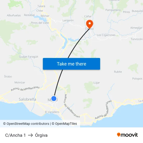 C/Ancha 1 to Órgiva map