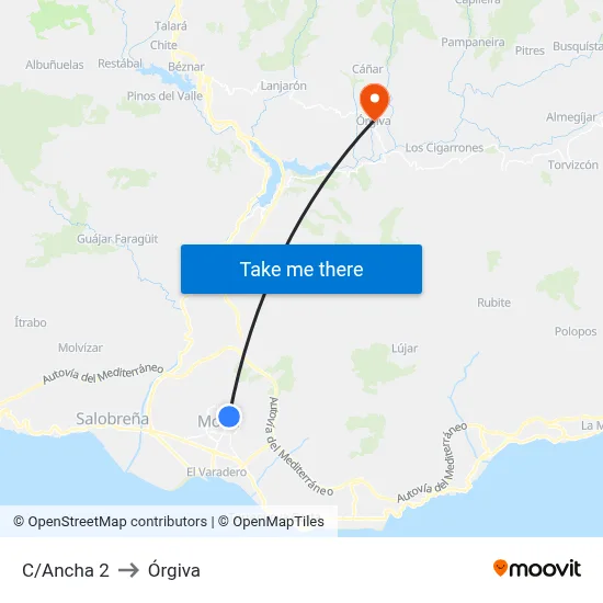 C/Ancha 2 to Órgiva map