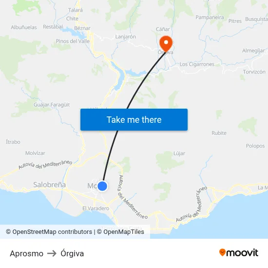 Aprosmo to Órgiva map