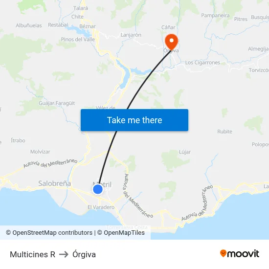 Multicines R to Órgiva map
