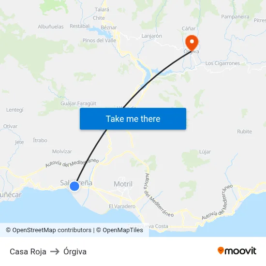 Casa Roja to Órgiva map