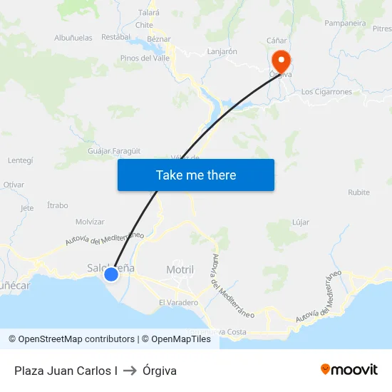 Plaza Juan Carlos I to Órgiva map