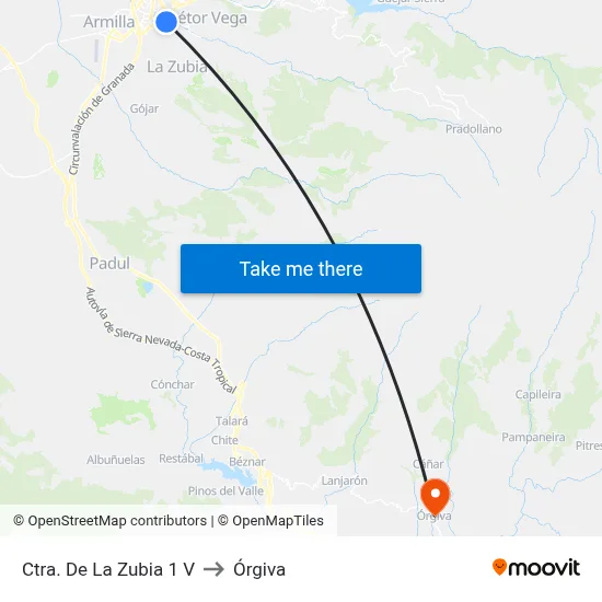Ctra. De La Zubia 1 V to Órgiva map