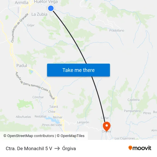Ctra. De Monachil 5 V to Órgiva map