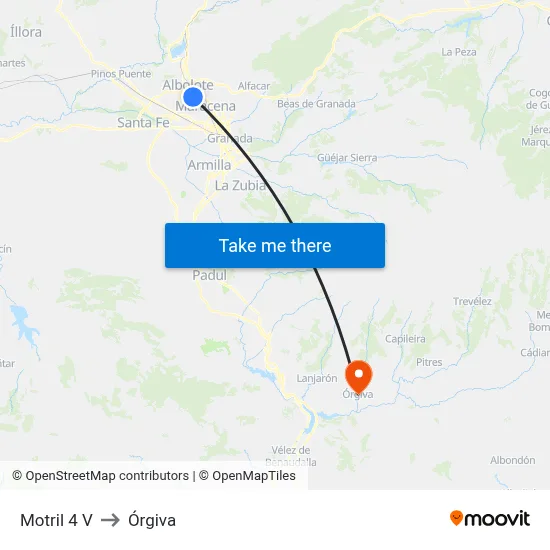 Motril 4 V to Órgiva map