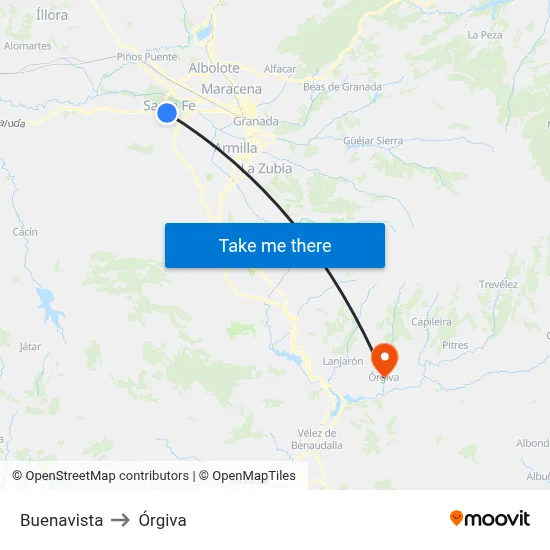 Buenavista to Órgiva map