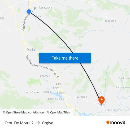 Ctra. De Motril 2 to Órgiva map