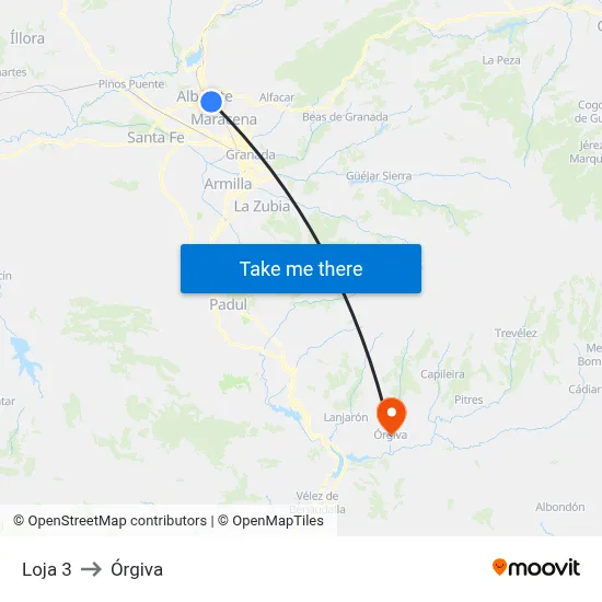 Loja 3 to Órgiva map