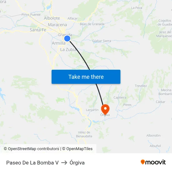 Paseo De La Bomba V to Órgiva map
