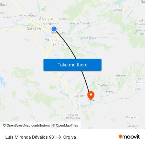 Luis Miranda Dávalos 93 to Órgiva map
