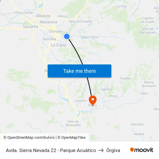 Avda. Sierra Nevada 22 - Parque Acuático to Órgiva map