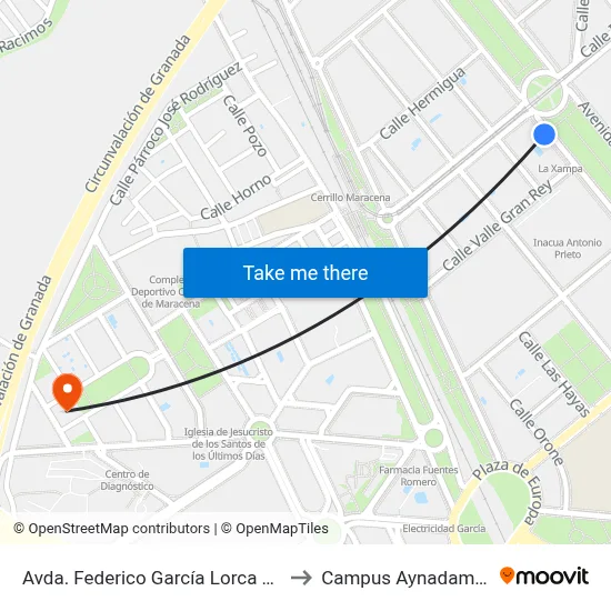 Avda. Federico García Lorca 27 to Campus Aynadamar map