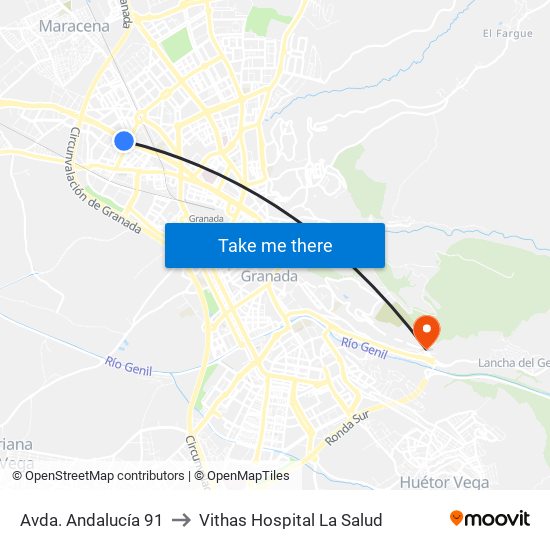 Avda. Andalucía 91 to Vithas Hospital La Salud map