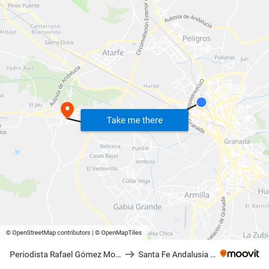 Periodista Rafael Gómez Montero 3 to Santa Fe Andalusia Spain map