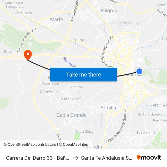 Carrera Del Darro 33 - Bañuelo to Santa Fe Andalusia Spain map