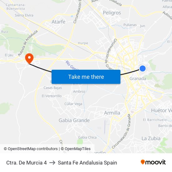Ctra. De Murcia 4 to Santa Fe Andalusia Spain map
