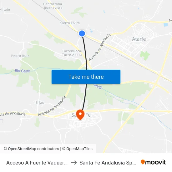 Acceso A Fuente Vaqueros to Santa Fe Andalusia Spain map