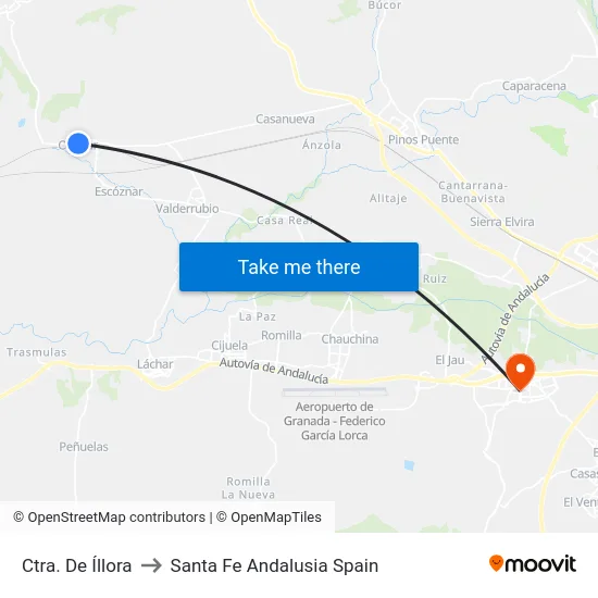 Ctra. De Íllora to Santa Fe Andalusia Spain map