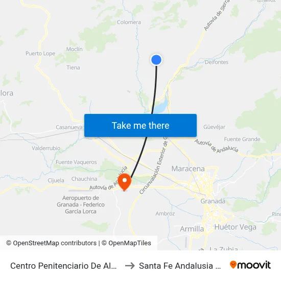 Centro Penitenciario De Albolote to Santa Fe Andalusia Spain map