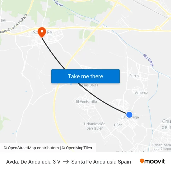Avda. De Andalucía 3 V to Santa Fe Andalusia Spain map