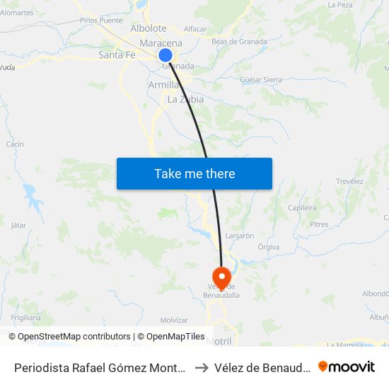 Periodista Rafael Gómez Montero 3 to Vélez de Benaudalla map