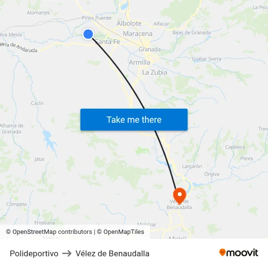 Polideportivo to Vélez de Benaudalla map