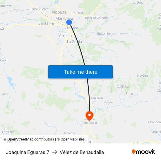 Joaquina Eguaras 7 to Vélez de Benaudalla map