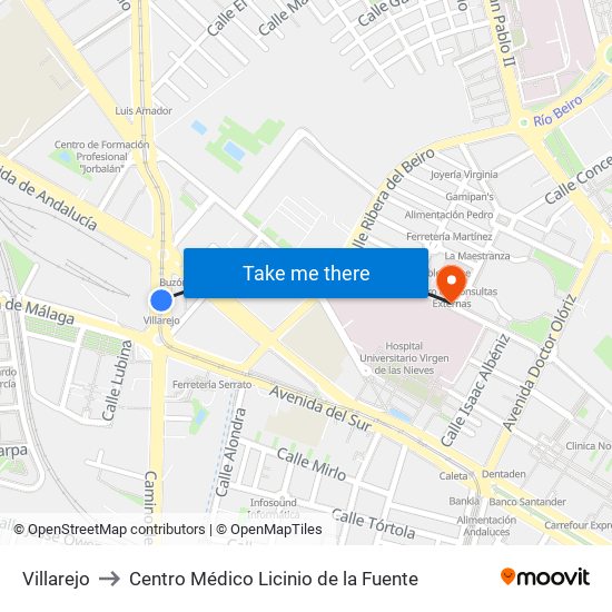 Villarejo to Centro Médico Licinio de la Fuente map