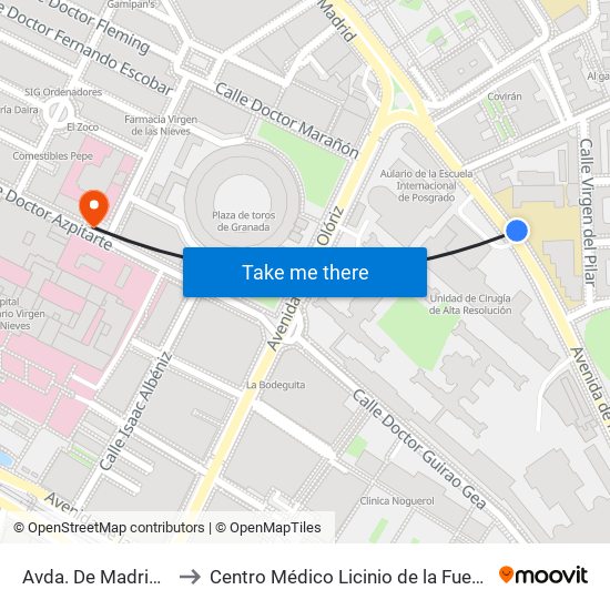 Avda. De Madrid 1 to Centro Médico Licinio de la Fuente map