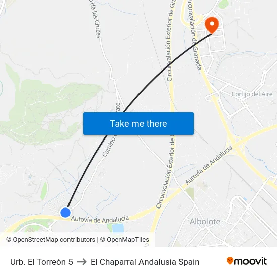 Urb. El Torreón 5 to El Chaparral Andalusia Spain map