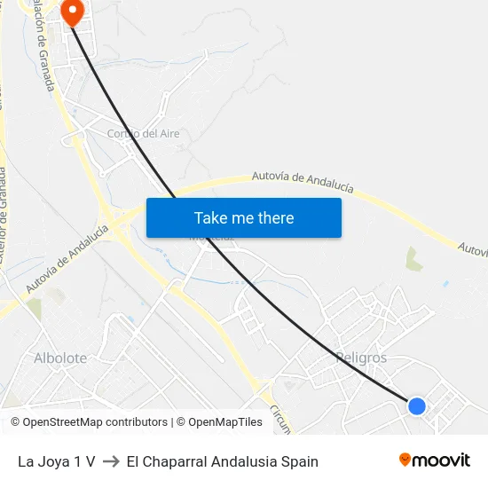 La Joya 1 V to El Chaparral Andalusia Spain map