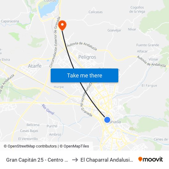 Gran Capitán 25 - Centro Cultural to El Chaparral Andalusia Spain map