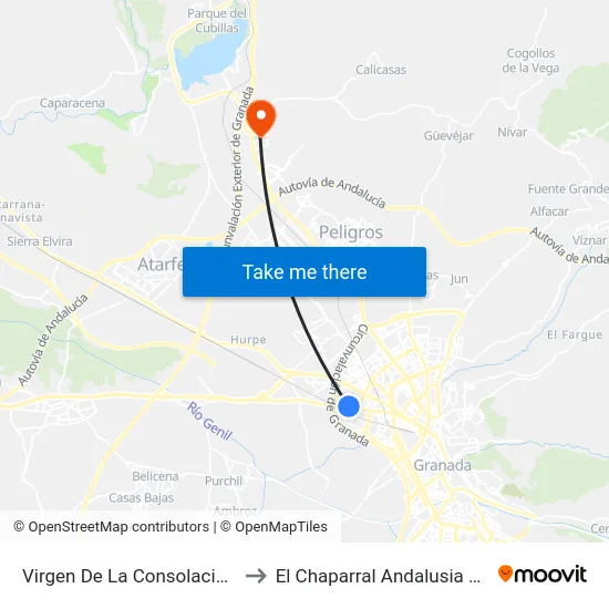 Virgen De La Consolación 19 to El Chaparral Andalusia Spain map