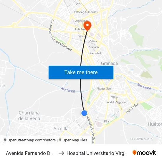 Avenida Fernando De Los Rios, 91 to Hospital Universitario Virgen de Las Nieves map