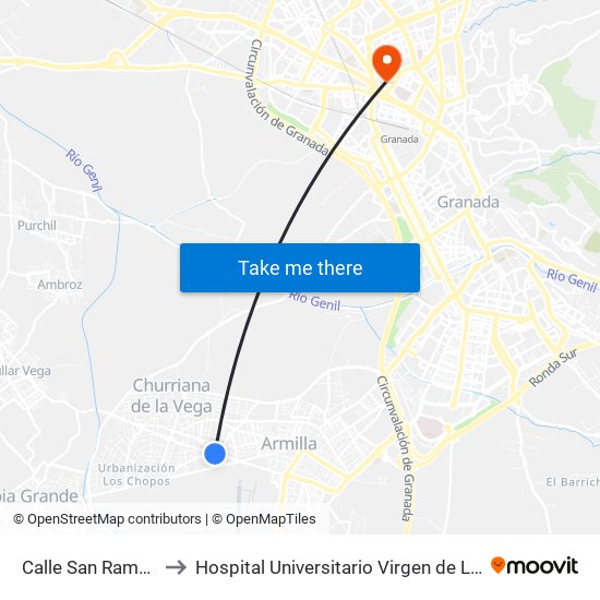 Calle San Ramón, 10 to Hospital Universitario Virgen de Las Nieves map