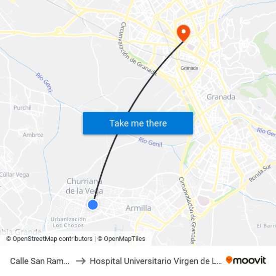 Calle San Ramón, 30 to Hospital Universitario Virgen de Las Nieves map