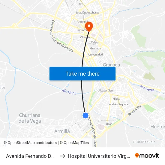 Avenida Fernando De Los Rios, 91 to Hospital Universitario Virgen de Las Nieves map