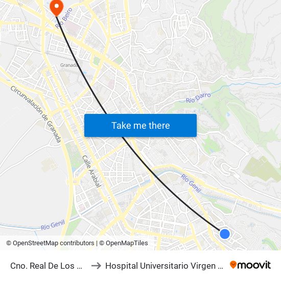 Cno. Real De Los Neveros 1 to Hospital Universitario Virgen de Las Nieves map