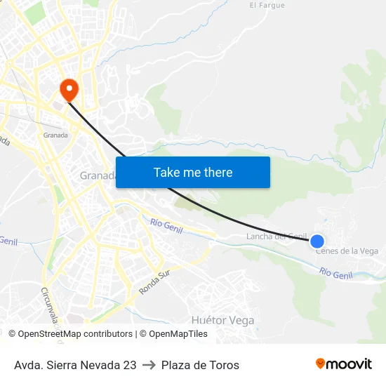 Avda. Sierra Nevada 23 to Plaza de Toros map