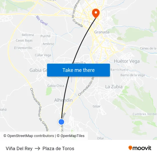 Viña Del Rey to Plaza de Toros map