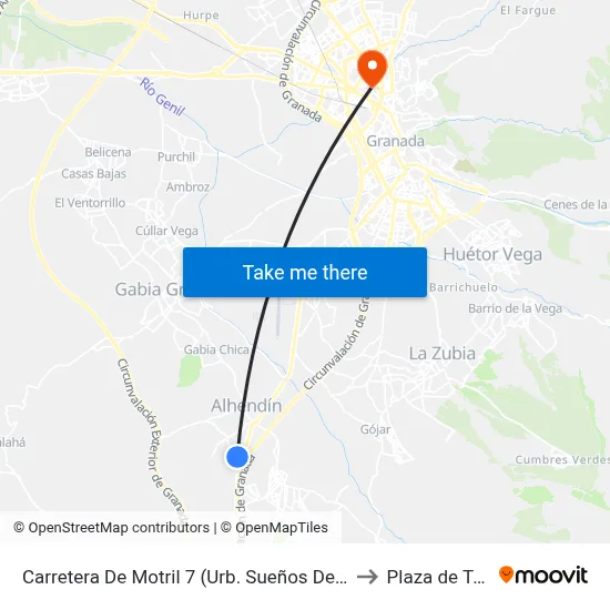 Carretera De Motril 7 (Urb. Sueños De Cadima) to Plaza de Toros map