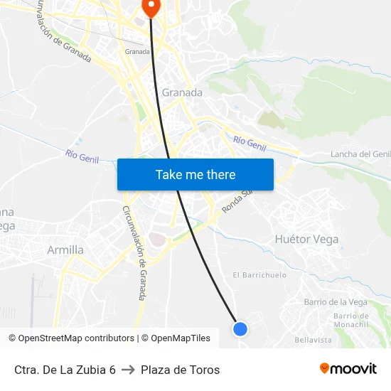 Ctra. De La Zubia 6 to Plaza de Toros map