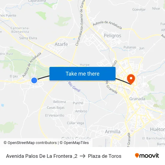 Avenida Palos De La Frontera ,2 to Plaza de Toros map