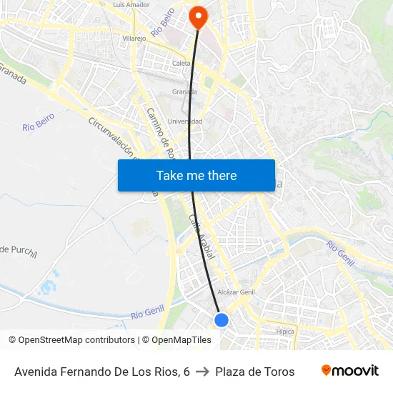 Avenida Fernando De Los Rios, 6 to Plaza de Toros map